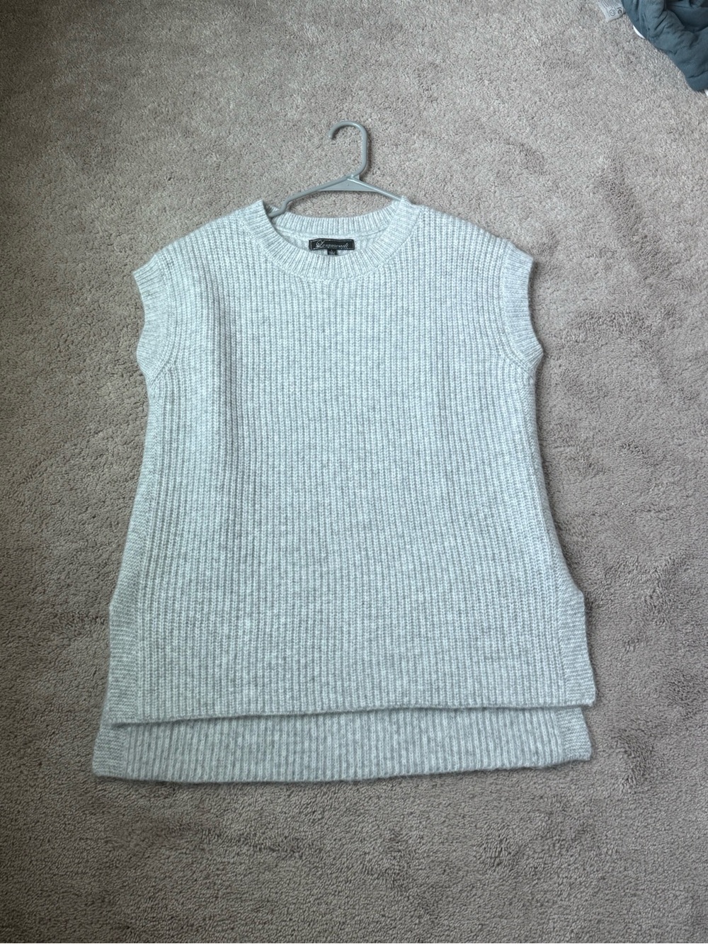 Versona Light Gray Ribbed Sleeveless Crewneck Sweater Tunic